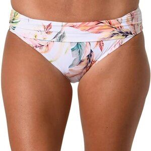 Jantzen 'Cabana Queen' Foldover Hipster Swimsuit Bottom, White Multicolor